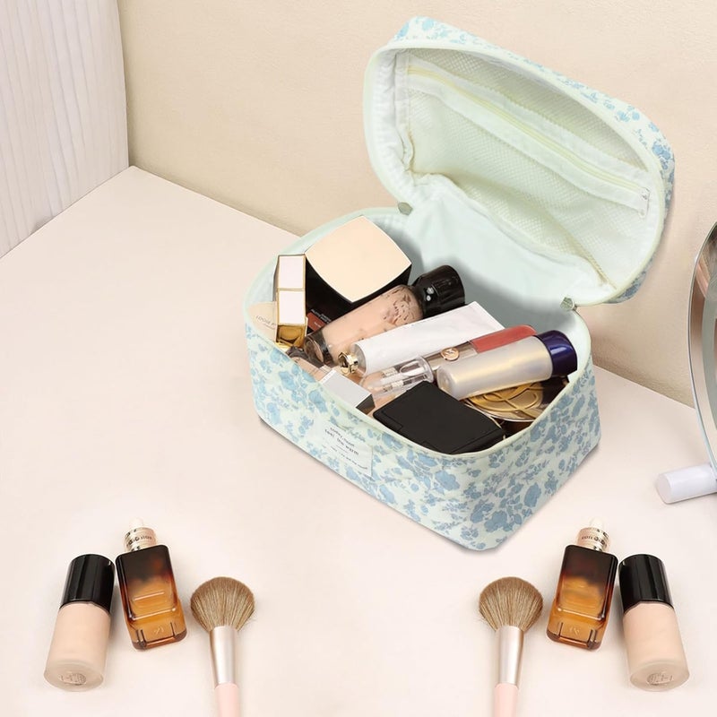 Gosect Large Makeup Bag, Cute Cosmetic Bag for Women Girls, Floral Coquette Aesthetic Toiletry Bag, Travel Make Up Organizer Bag (BDLH) - Image 5